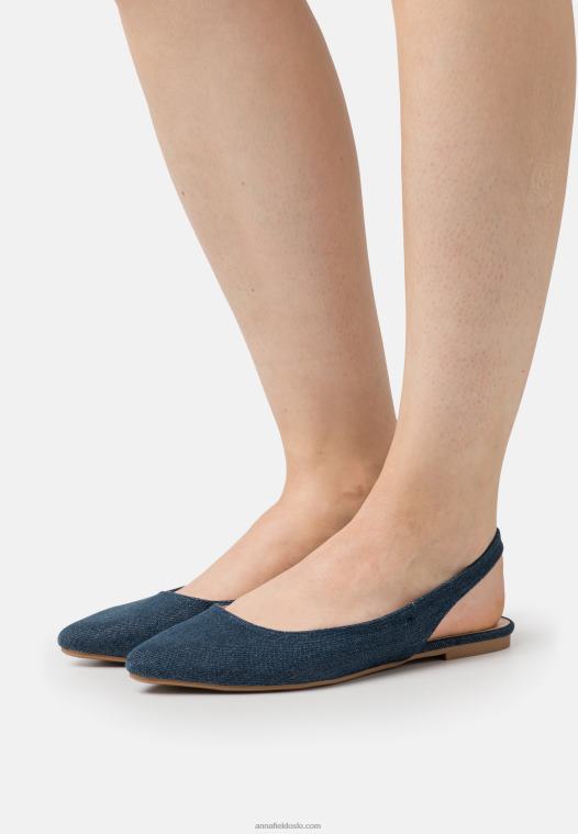 Anna Field kvinner slingback ballet pumps blå P266L2183