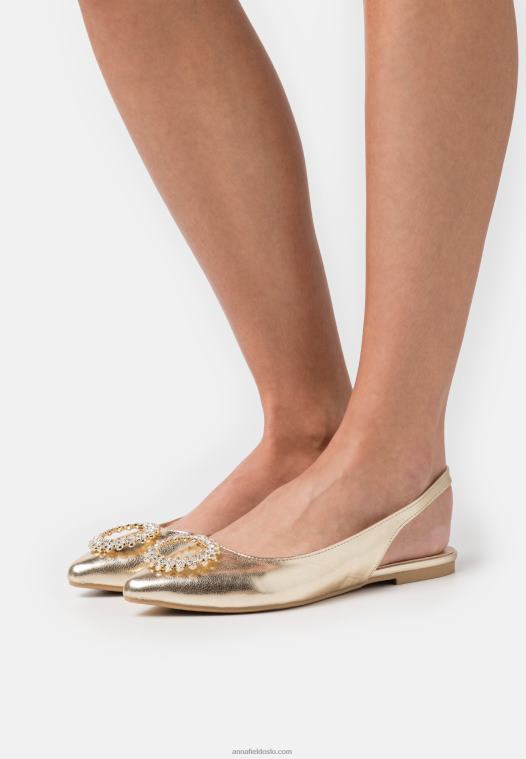 Anna Field kvinner slingback ballet pumps gull P266L2185