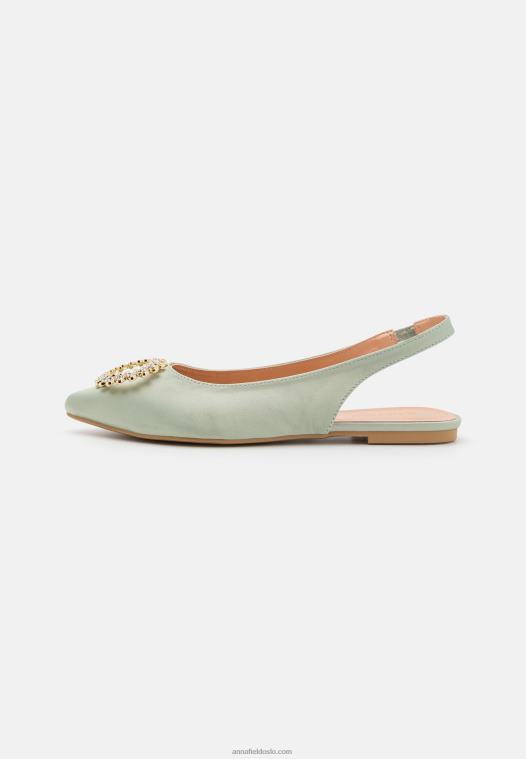 Anna Field kvinner slingback ballett pumps grønn P266L2186