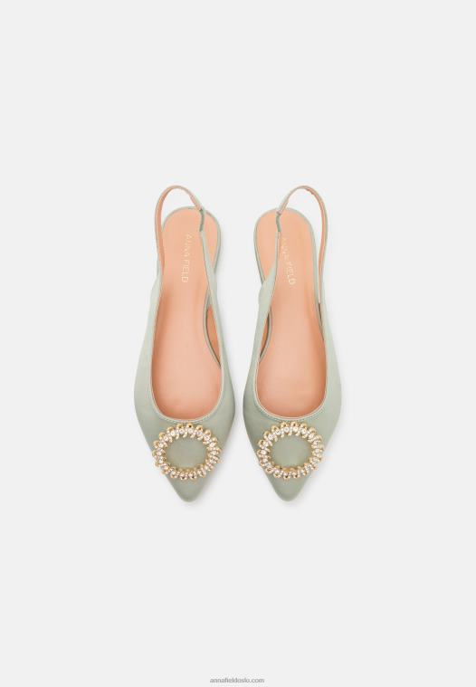 Anna Field kvinner slingback ballett pumps grønn P266L2186