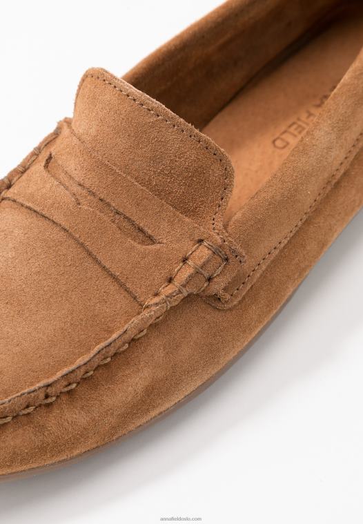 Anna Field kvinner lær mokasiner konjakk P266L1858