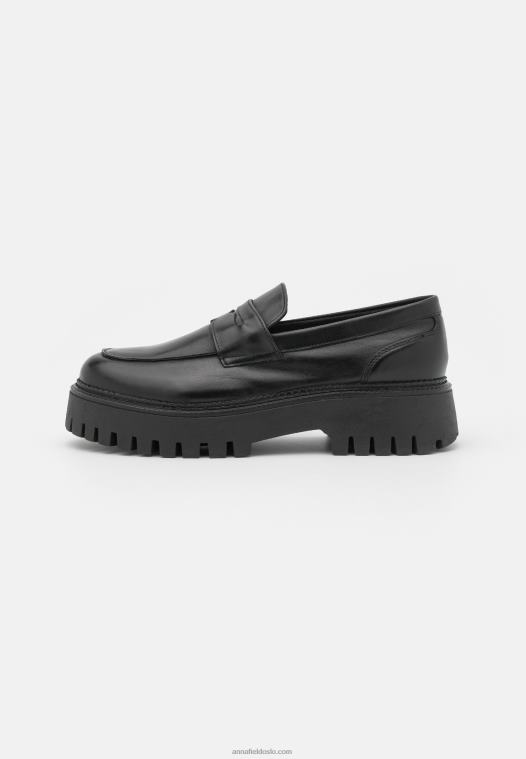 Anna Field kvinner skinn slip-ons svart P266L1791