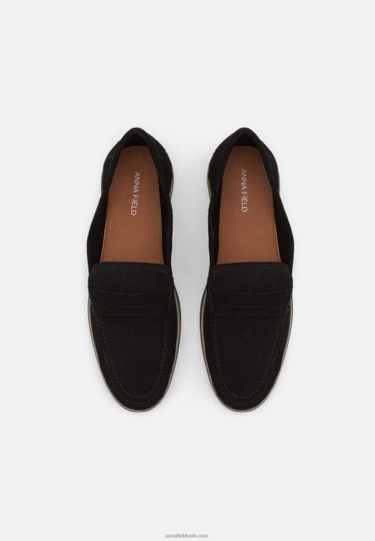 Anna Field kvinner skinn slip-ons svart P266L1794