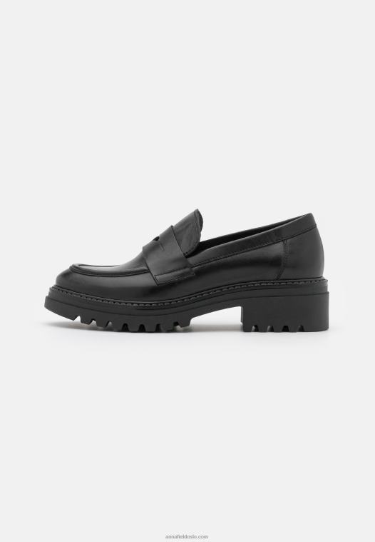 Anna Field kvinner skinn slip-ons svart P266L1817