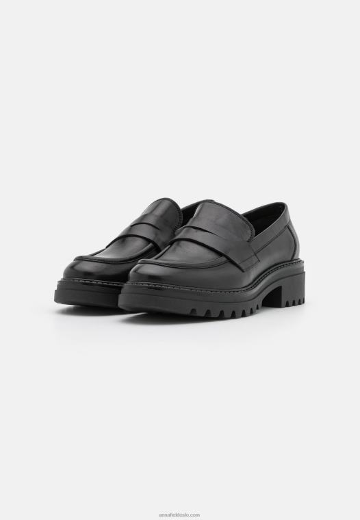 Anna Field kvinner skinn slip-ons svart P266L1817