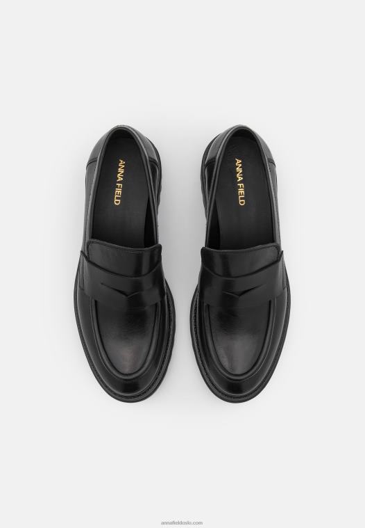 Anna Field kvinner skinn slip-ons svart P266L1817