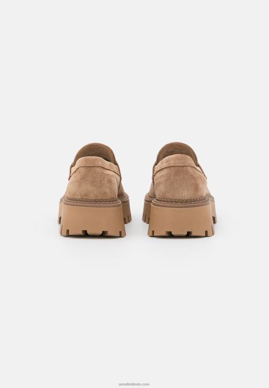 Anna Field kvinner skinn slip-ons taupe P266L1783