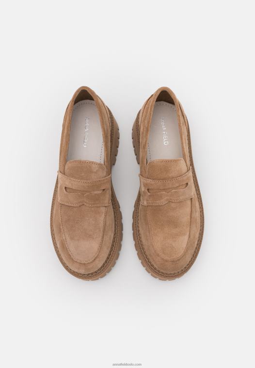 Anna Field kvinner skinn slip-ons taupe P266L1783
