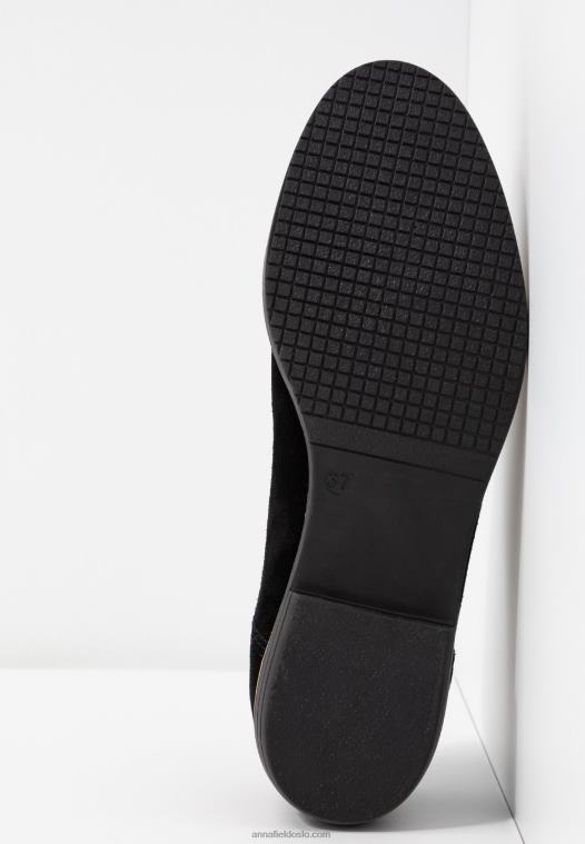 Anna Field kvinner snørebånd i skinn svart P266L1854