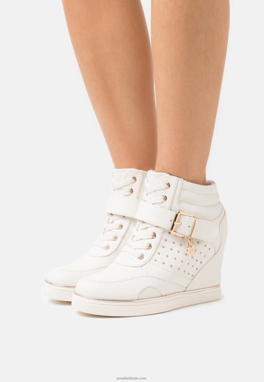 Anna Field kvinner høye joggesko hvit P266L1239
