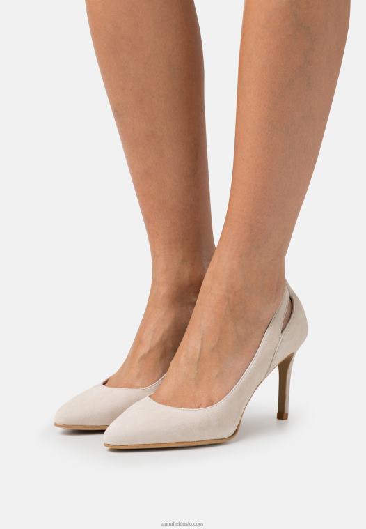 Anna Field kvinner høye hæler i skinn 1lys grå P266L1774