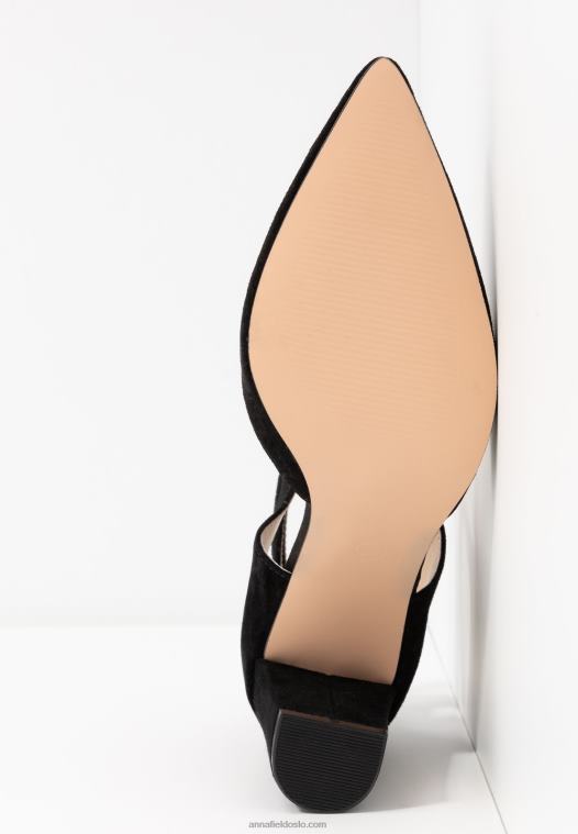 Anna Field kvinner høye hæler i skinn svart P266L1608