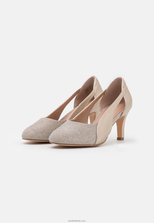 Anna Field kvinner klassiske hæler gull P266L1602