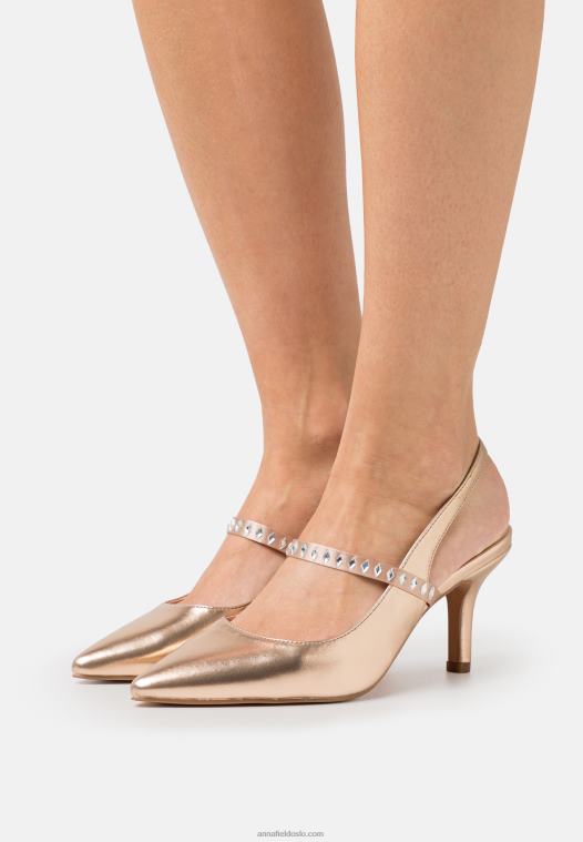 Anna Field kvinner klassiske hæler gull P266L1611