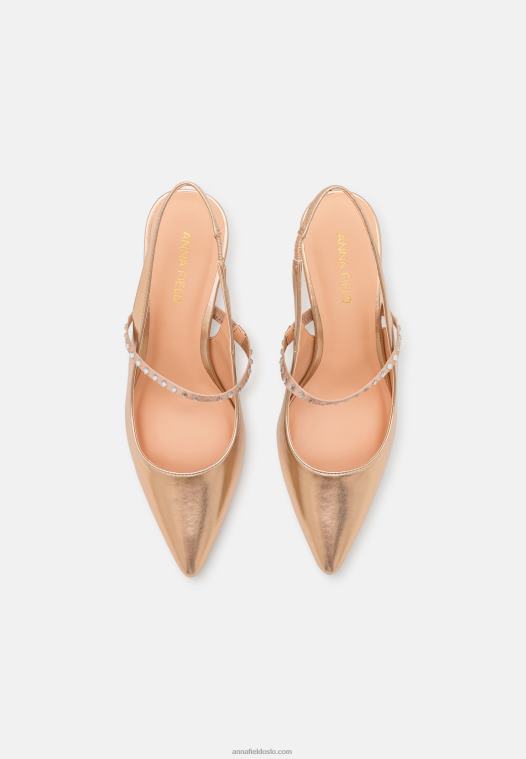 Anna Field kvinner klassiske hæler gull P266L1611