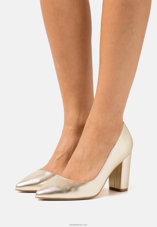 Anna Field kvinner klassiske hæler gull P266L1675