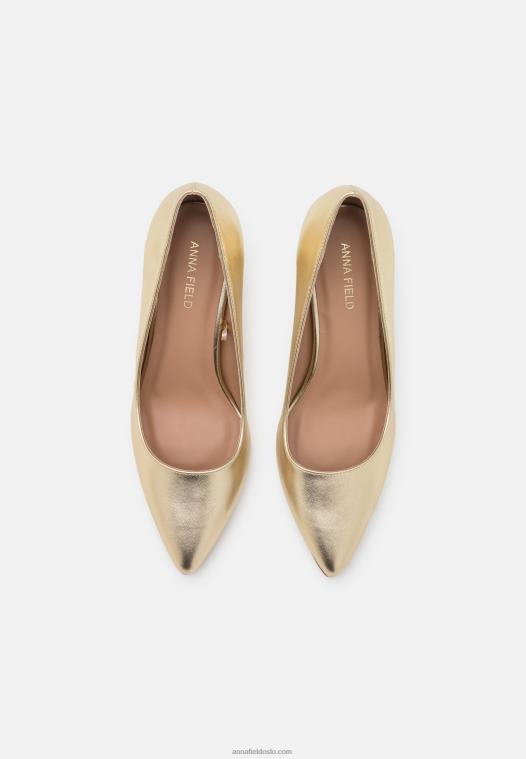 Anna Field kvinner klassiske hæler gull P266L1675