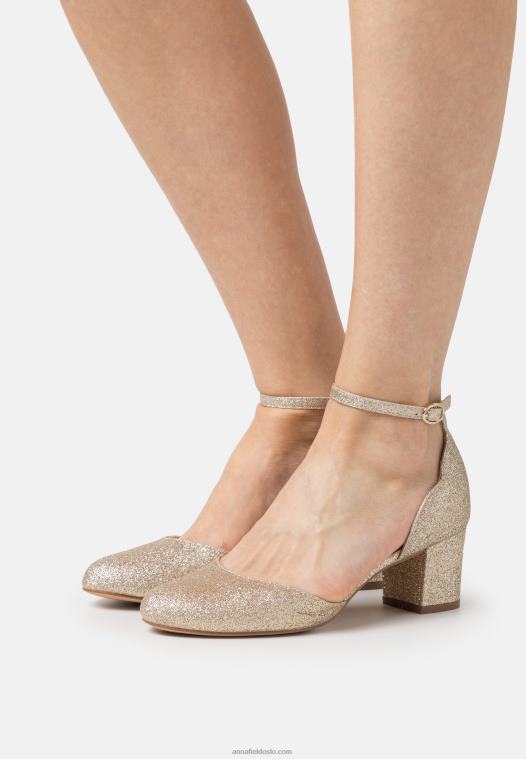 Anna Field kvinner klassiske hæler gull P266L1677