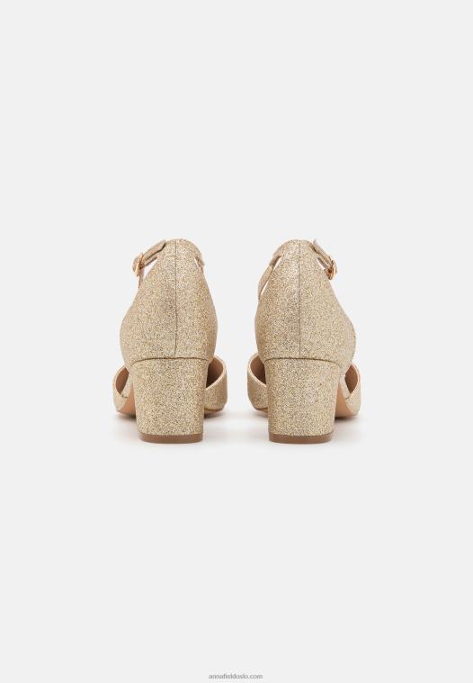 Anna Field kvinner klassiske hæler gull P266L1677