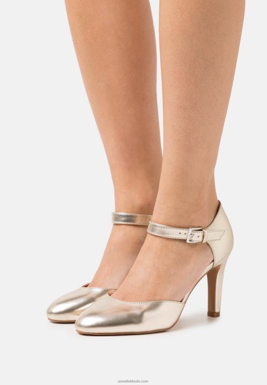 Anna Field kvinner klassiske hæler gull P266L1692