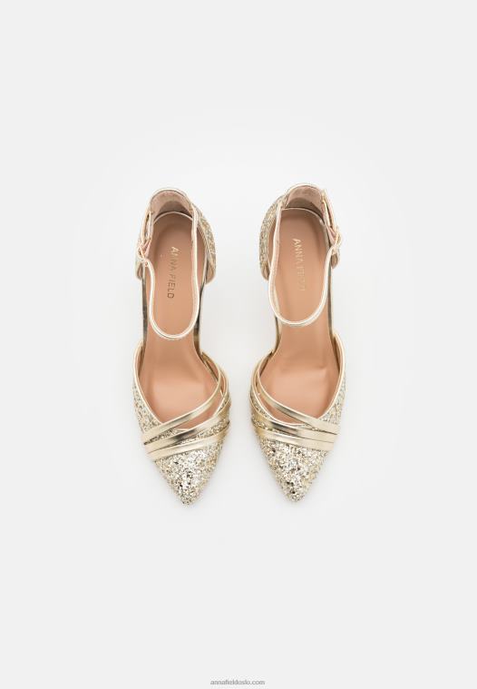 Anna Field kvinner klassiske hæler gull P266L1702