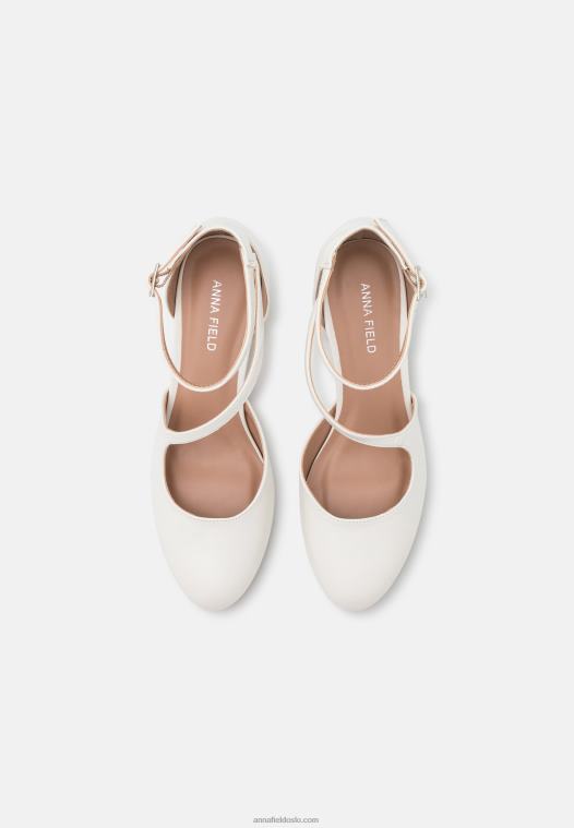 Anna Field kvinner klassiske hæler hvite P266L1591