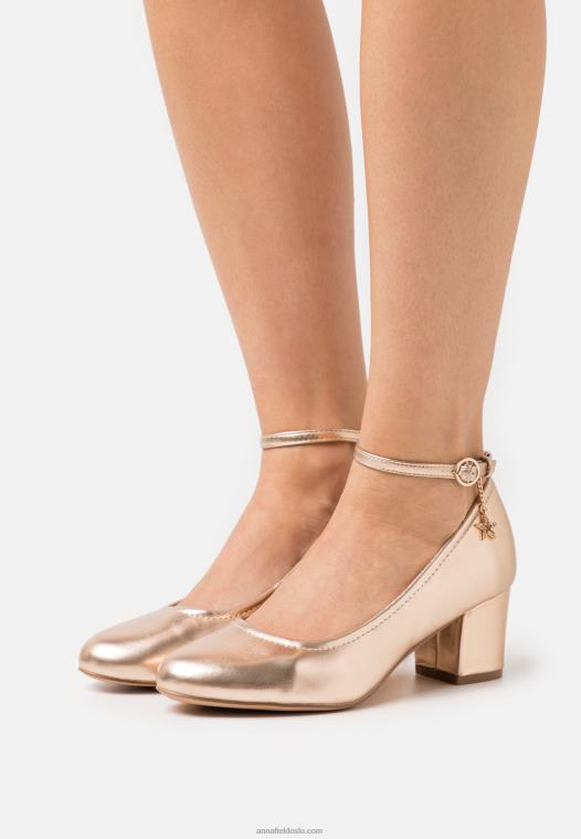 Anna Field kvinner klassiske hæler rosa gullfargede P266L1680