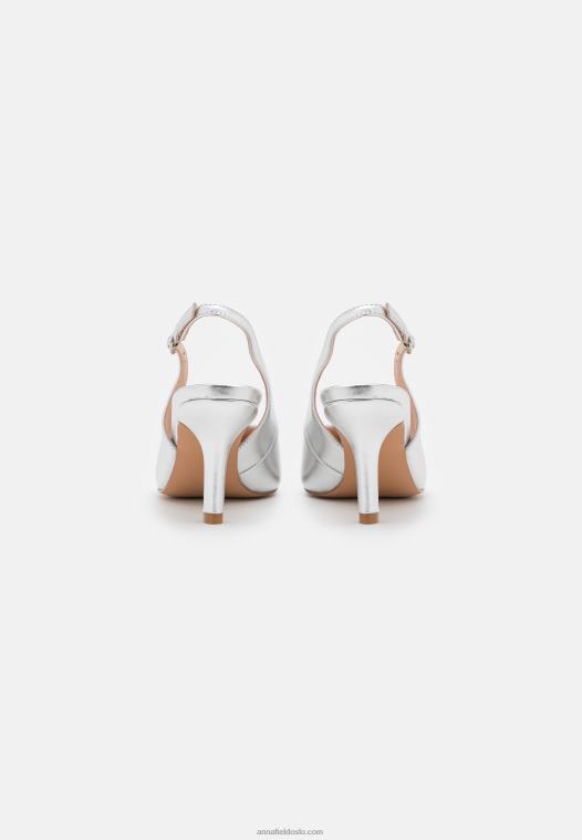 Anna Field kvinner klassiske lær hæler sølv P266L1637