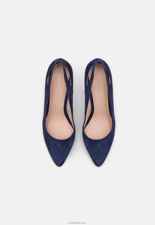 Anna Field kvinner skinn høye hæler mørkeblå P266L1775