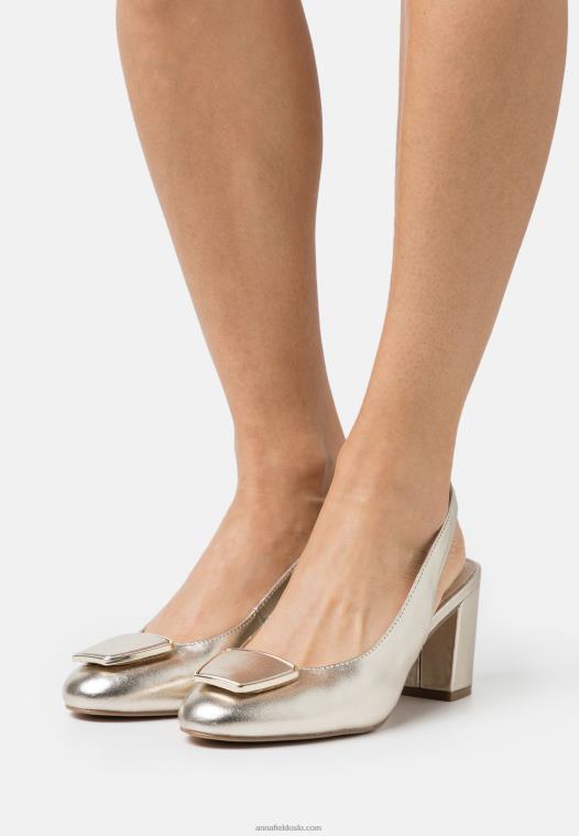 Anna Field kvinner skinn klassiske hæler gull P266L1630