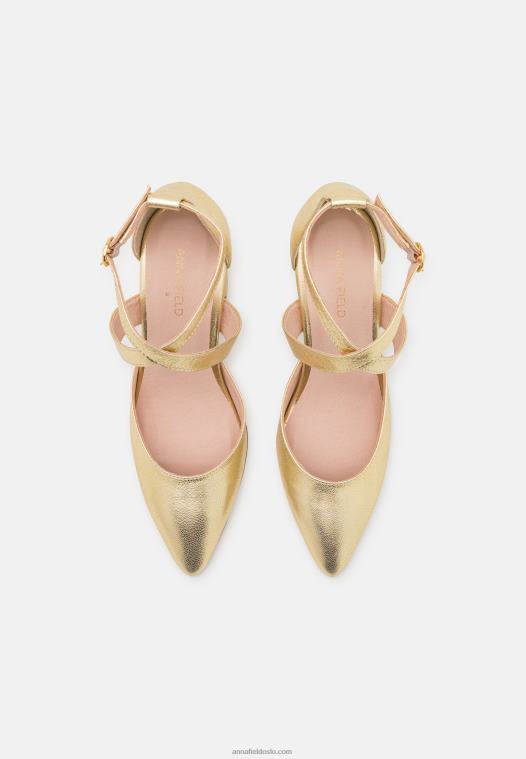 Anna Field kvinner skinn klassiske hæler gull P266L1639