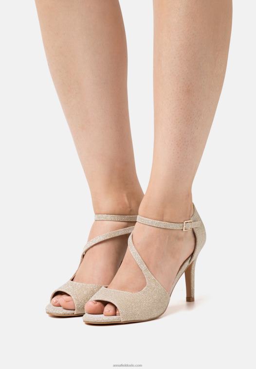 Anna Field kvinner høyhælte sandaler gull P266L1271