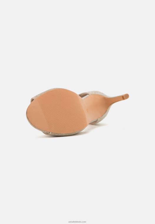 Anna Field kvinner høyhælte sandaler gull P266L1271