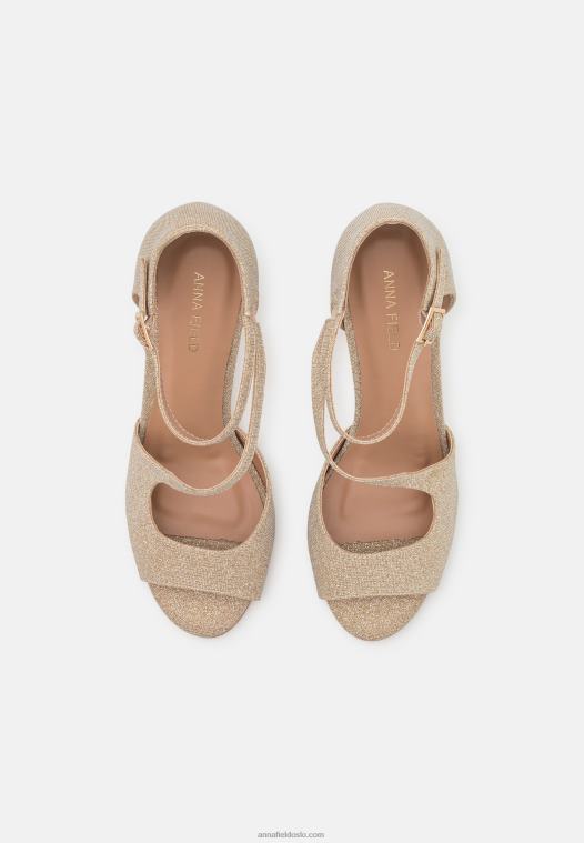 Anna Field kvinner høyhælte sandaler gull P266L1271