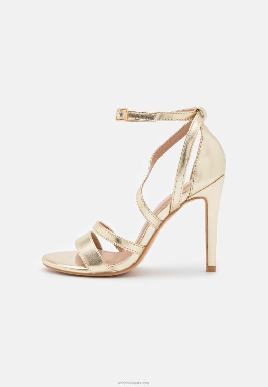 Anna Field kvinner høyhælte sandaler gull P266L1289