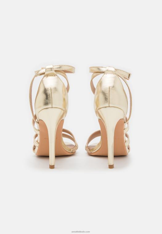 Anna Field kvinner høyhælte sandaler gull P266L1289