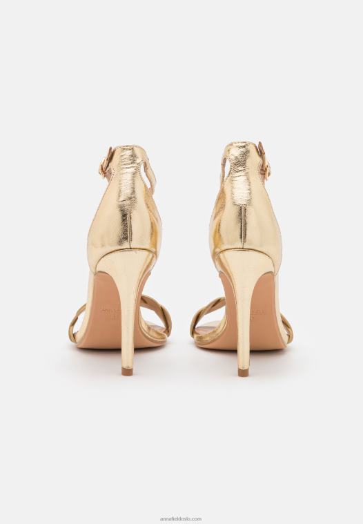 Anna Field kvinner høyhælte sandaler gull P266L1291