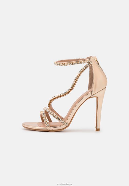Anna Field kvinner høyhælte sandaler gull P266L1295