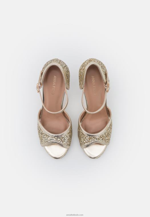Anna Field kvinner høyhælte sandaler gull P266L1442