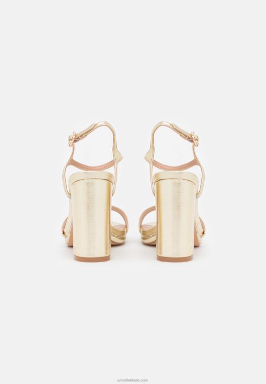 Anna Field kvinner høyhælte sandaler gull P266L1444