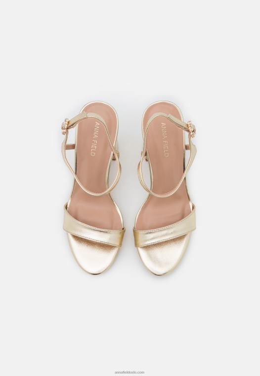 Anna Field kvinner høyhælte sandaler gull P266L1444