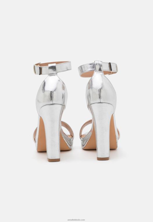 Anna Field kvinner høyhælte sandaler i sølv P266L1556