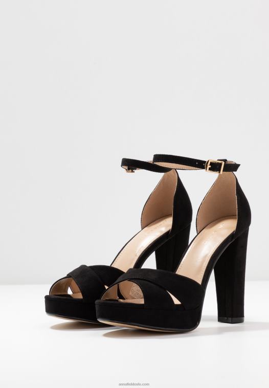 Anna Field kvinner høyhælte sandaler svarte P266L1570