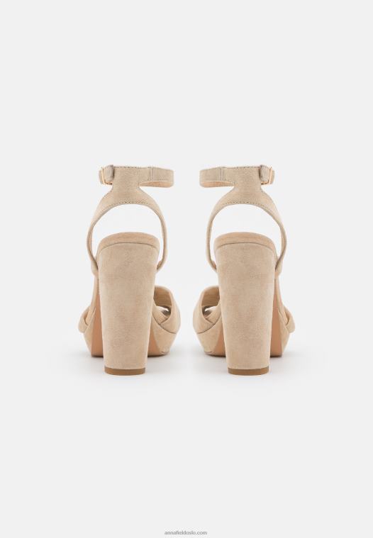 Anna Field kvinner høyhælte skinnsandaler beige P266L1578