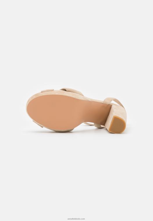 Anna Field kvinner høyhælte skinnsandaler beige P266L1578
