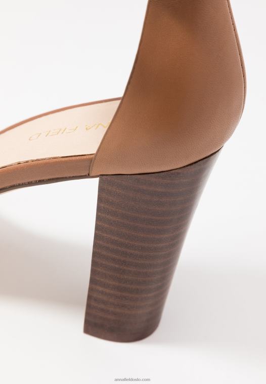 Anna Field kvinner høyhælte skinnsandaler cognac P266L1549