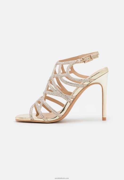 Anna Field kvinner høyhælte skinnsandaler gull P266L1354
