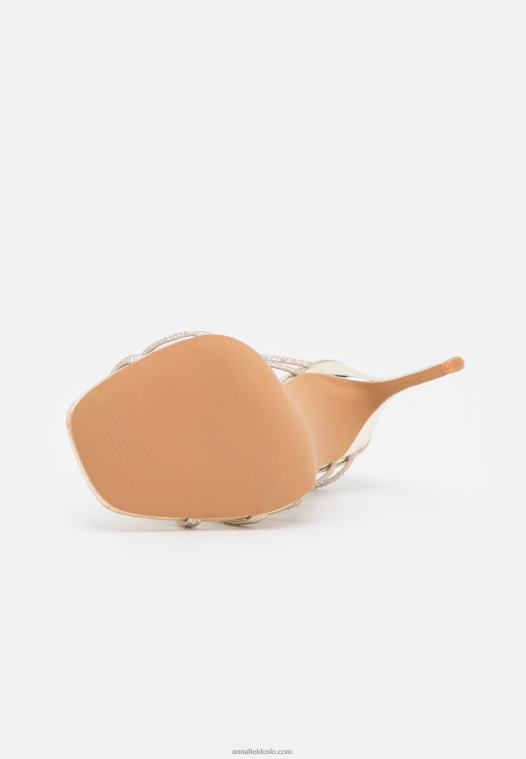 Anna Field kvinner høyhælte skinnsandaler gull P266L1354