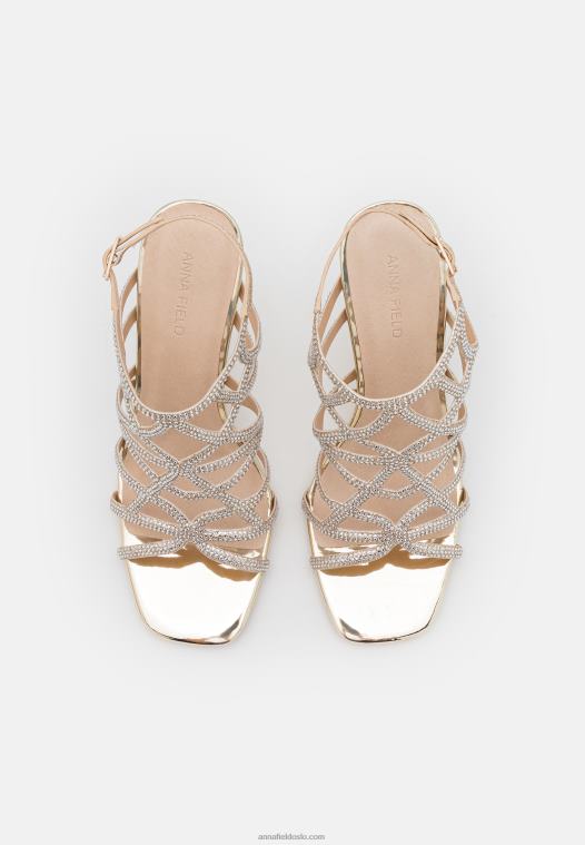 Anna Field kvinner høyhælte skinnsandaler gull P266L1354