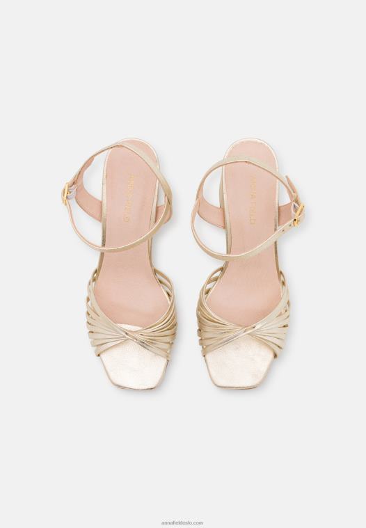 Anna Field kvinner høyhælte skinnsandaler gull P266L1397